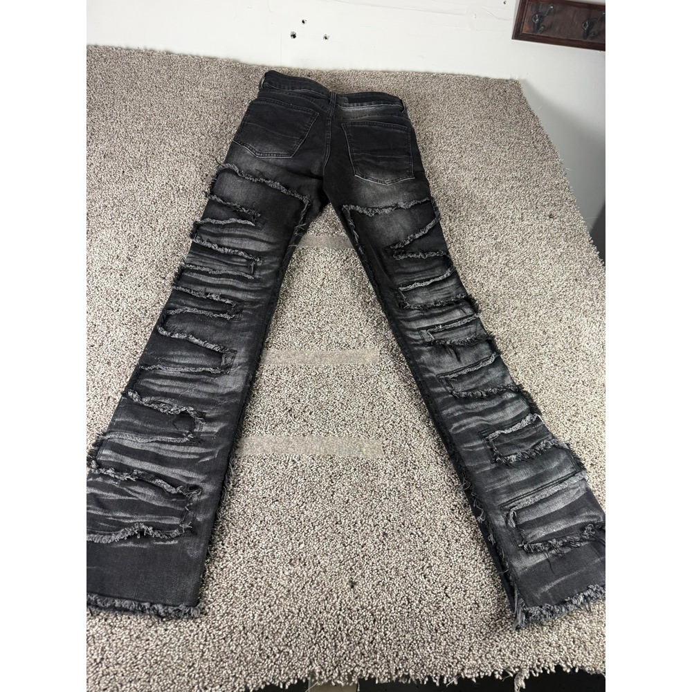 Rockstar Original Denim Jeans Men's Black Distressed Stacked Flare Classic - 30